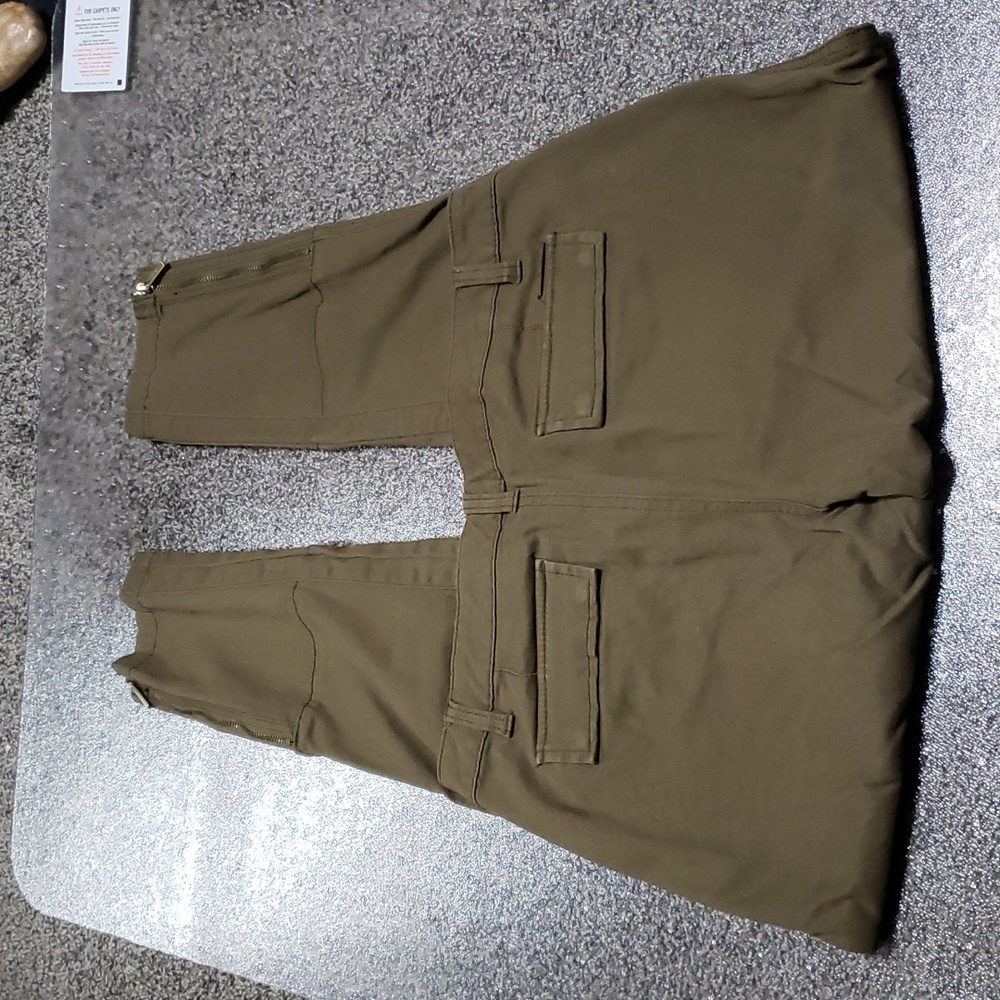 Michael Kors Olive Green Gold Zipper Cuff Pants Size 6 - Picture 2 of 16